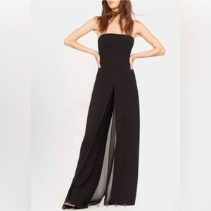 EUC Halston Heritage Strapless Chiffon Jumpsuit Size 2